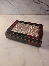 SCATOLA/COFANETTO PORTAGIOIE LEGNO e ARGENTO