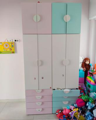 IKEA armadi, cassettiera, fasciatoio, letto rosa