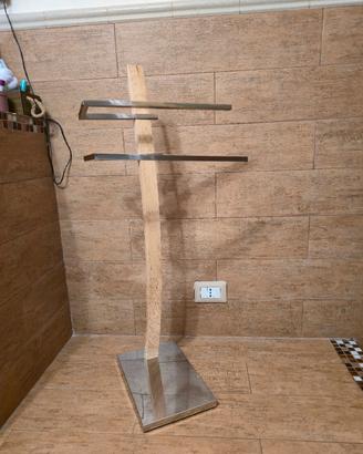 porta asciugamani struttura legno e inox