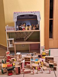 Casa Bambole in Legno con 80 accessori