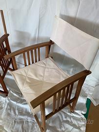 Sedie da regista  legno e tela panna.