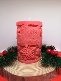 Candela Natalizia  con scritta "Merry Christmas"
