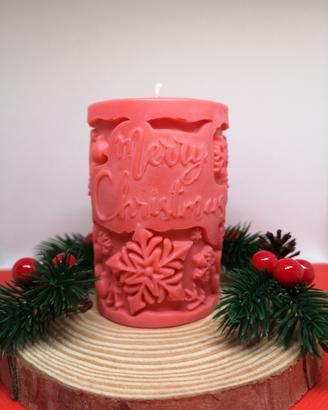 Candela Natalizia  con scritta "Merry Christmas"