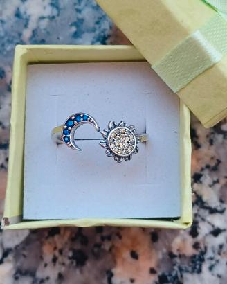anello argento stella e luna in argento 