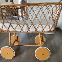 Culla in bambù , rattan e legno massello