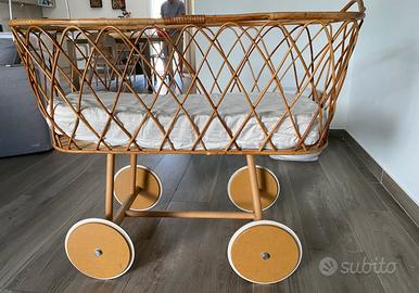 Culla in bambù , rattan e legno massello