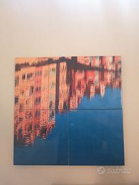 Quadro Mosaico riflessi di edifici sull'acqua 