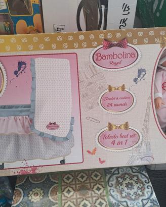 Bambola parlante con culla nuova Royal Toledo 