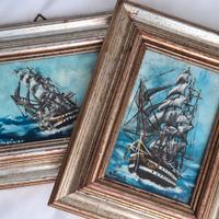Coppia dipinti con veliero