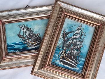 Coppia dipinti con veliero