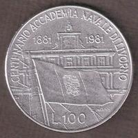 Moneta 100 Lire 100.mo Accad. Navale Livorno 1981
