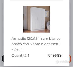 Armadio in oggetto imballato