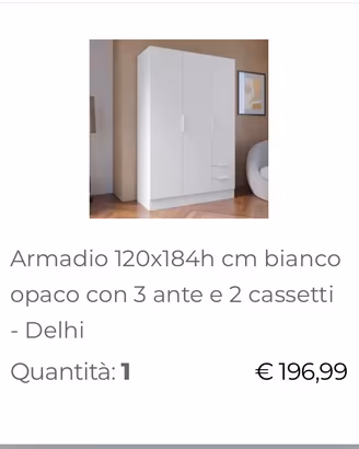 Armadio in oggetto imballato
