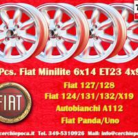 4 cerchi Fiat Minilite 6x14 ET23 124 Berlina Coupe