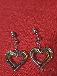 Orecchini cuore doppio con brillanti