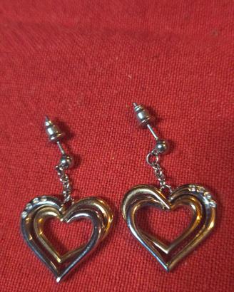 Orecchini cuore doppio con brillanti