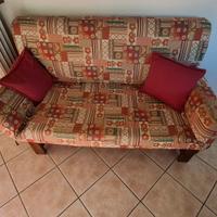 Divano rustico in legno in tessuto a due posti