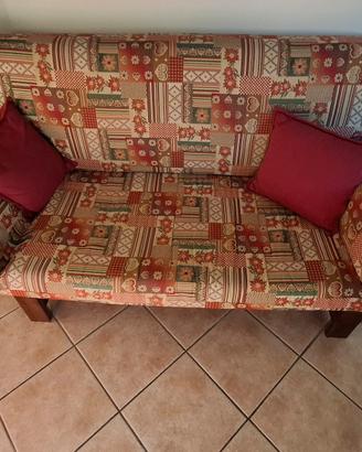 Divano rustico in legno in tessuto a due posti