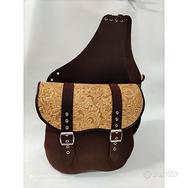 borsa bisaccia grande in pelle e cuoio sella moto