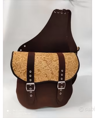 borsa bisaccia grande in pelle e cuoio sella moto
