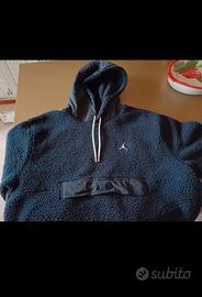 Jordan flight-felpa in pile con cappuccio nera 