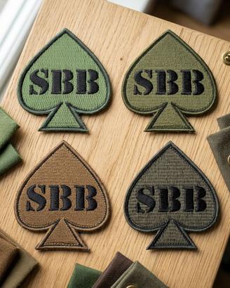 Set 4 Toppe Ricamate SBB - Asso di Picche Militare