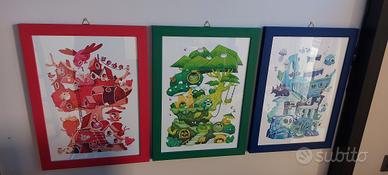 set 3 quadri Fraffrog