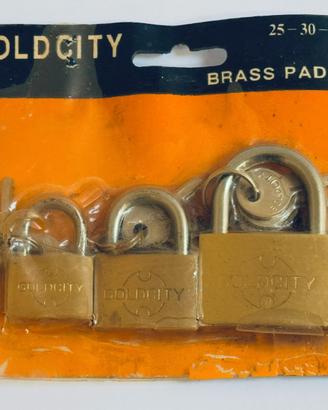 Set 3 lucchetti ottone 25-30-40 mm nuovi