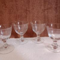 4 Calici da Amaro Grappa in Cristallo Intagliato 
