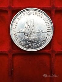 Sudafrica 5 scellini Argento 1952 300° anniversari