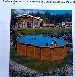 Piscina fuori terra acciaio 7,30x3,75m NUOVA