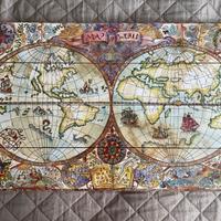 Quadro in legno - tavola decorata mappa del mondo