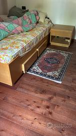 Letto con cassetti+ materasso e comodino in legno
