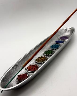 Porta Incenso 7 Chakra Barchetta Argento