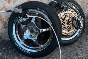 Kit cerchi aerox cromati con slick stage 6 + freni