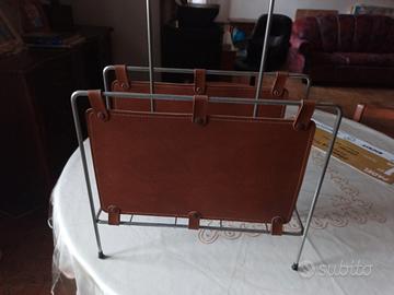 portariviste in pelle e acciaio anni 70/80