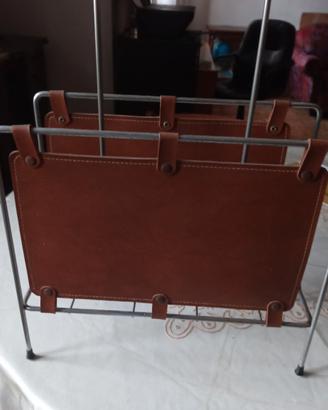 portariviste in pelle e acciaio anni 70/80