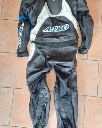Tuta moto divisibile A-PRO taglia 54 vera pelle.
