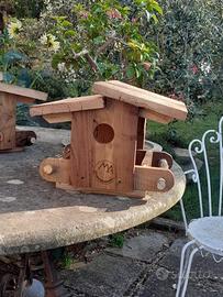 Mangiatoia Uccellini in Legno di Botte