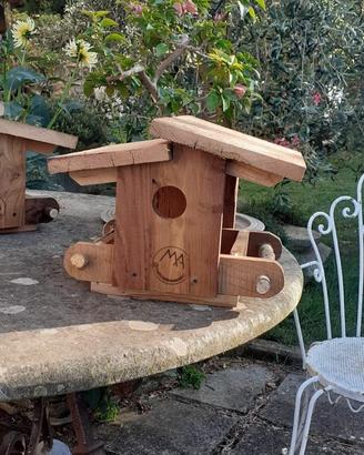 Mangiatoia Uccellini in Legno di Botte