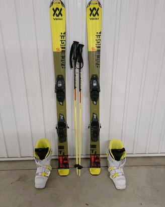 Sci 120 cm, scarponi e bastoncini per bambino/a