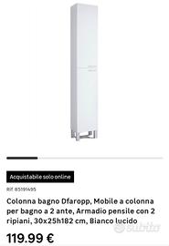 Mobile colonna 2 ante slim bianco