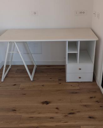 Scrivania bianca con cassettiera – 150 x 72,5 cm