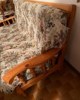 Divano in pino naturale più credenza e porta Tv