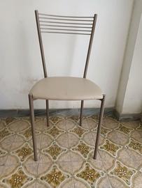 Set 4 sedie in metallo e ecopelle tortora
