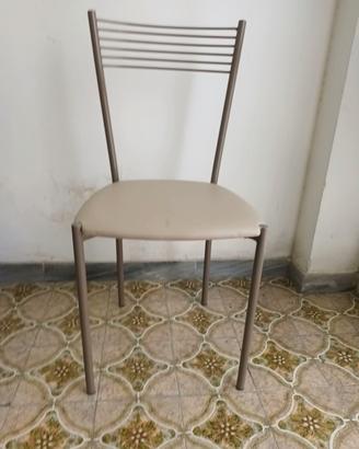 Set 4 sedie in metallo e ecopelle tortora