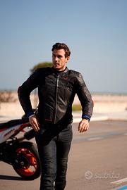 Giacca in pelle  moto M-TECH ring V2 tg.52