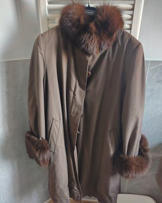 cappotto impermeabile e visone interno