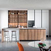 CUCINA CON ISOLA CENTRALE CON PARETE ATTREZZATA