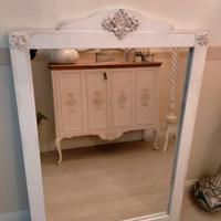 Specchio in legno shabby bianco invecchiato 